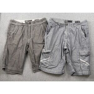 BKE Shorts Mens Size 32 Gray Blue LOT x 2 Cargo Chino Flat Front Casual Slim